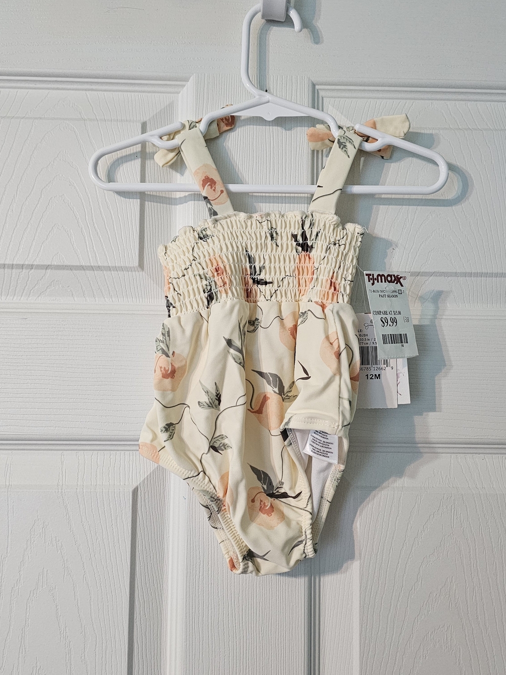 Jessica Simpson Cream Floral Girls' One-Piece Swimsuit